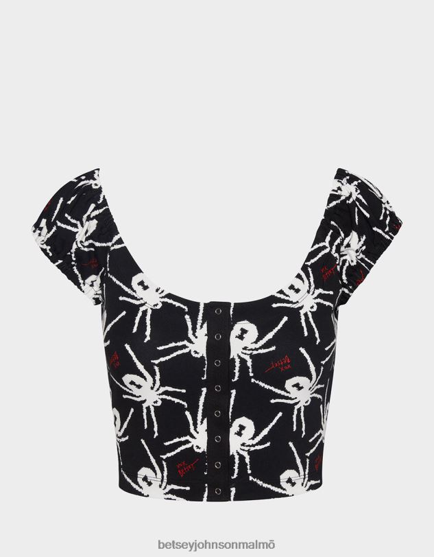 se Betsey Johnson kvinnor 80:e bash cropped puffärm topp svart vit Kläder 0V8BT291