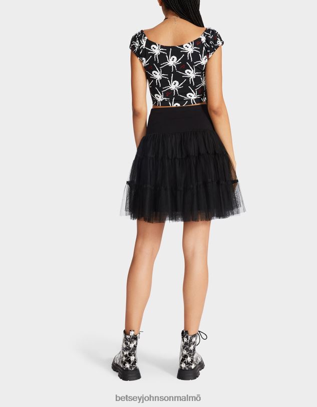 se Betsey Johnson kvinnor 80:e bash cropped puffärm topp svart vit Kläder 0V8BT291