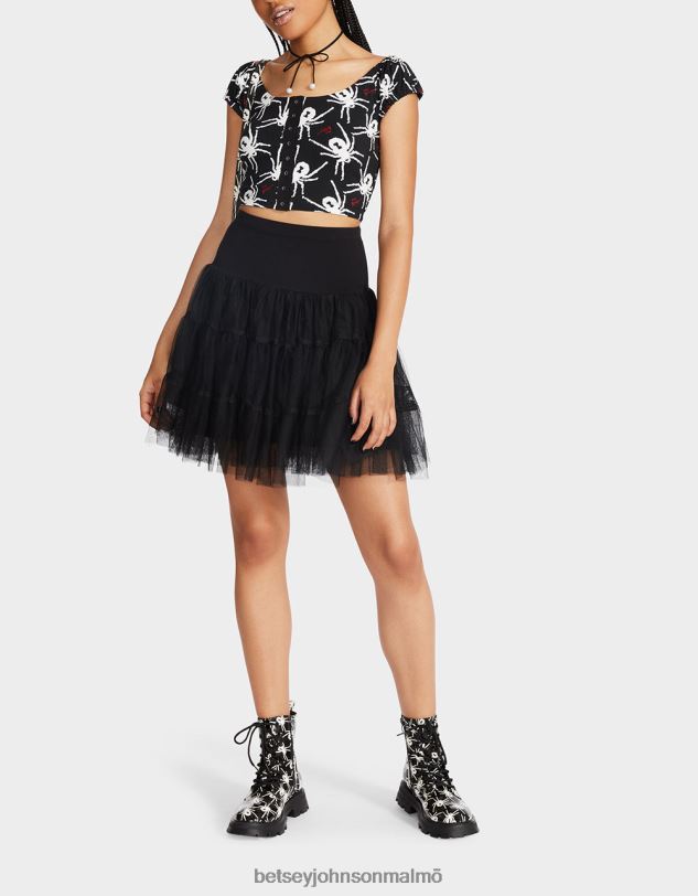 se Betsey Johnson kvinnor 80:e bash cropped puffärm topp svart vit Kläder 0V8BT291