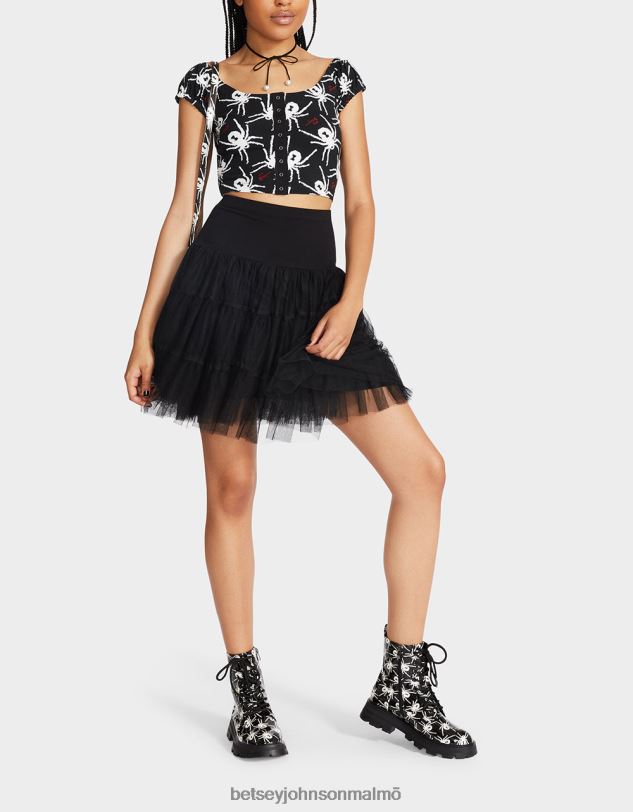se Betsey Johnson kvinnor 80:e bash cropped puffärm topp svart vit Kläder 0V8BT291