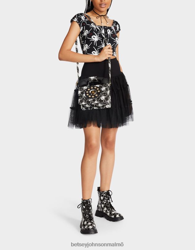 se Betsey Johnson kvinnor 80:e bash cropped puffärm topp svart vit Kläder 0V8BT291