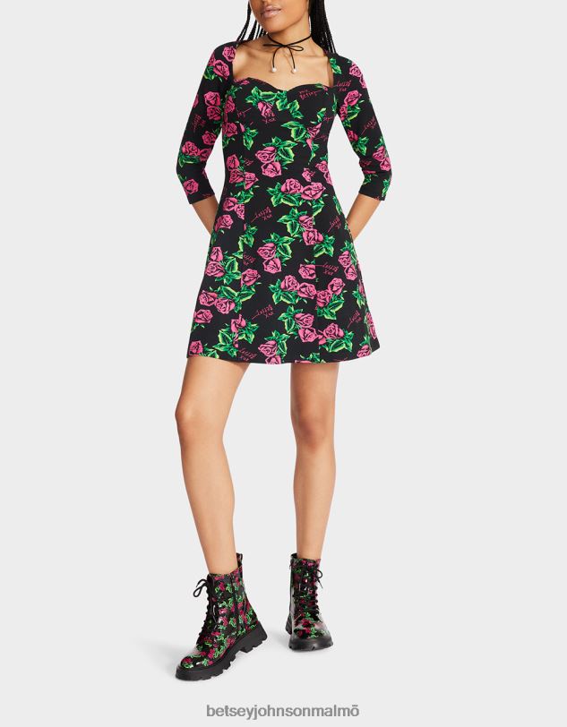 se Betsey Johnson kvinnor 80:e bash korsett raglan klänning rosor Kläder 0V8BT290