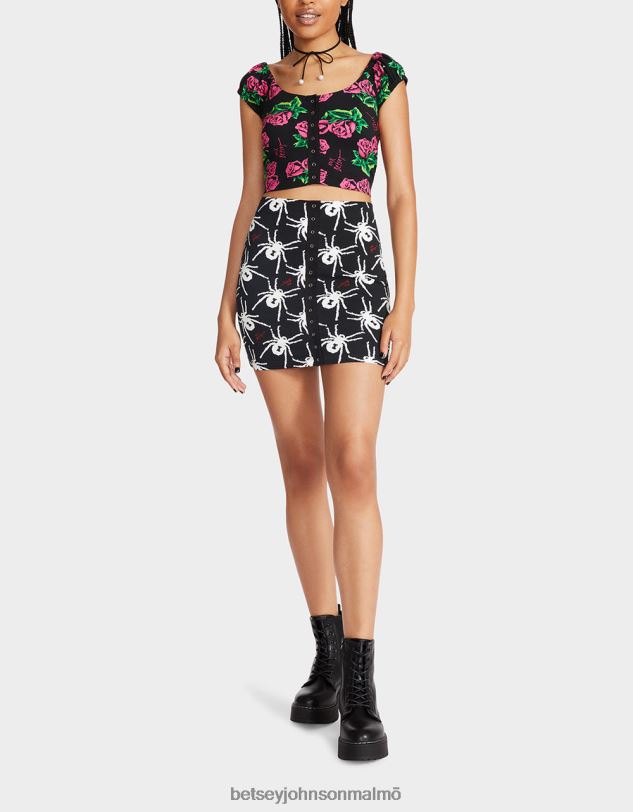 se Betsey Johnson kvinnor 80:e bash minikjol med snäppning fram svart vit Kläder 0V8BT297