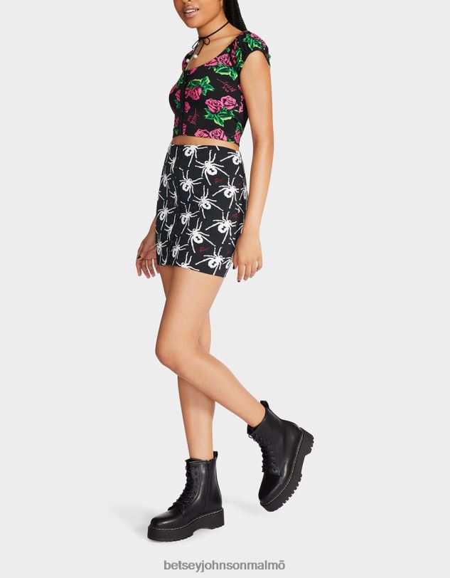 se Betsey Johnson kvinnor 80:e bash minikjol med snäppning fram svart vit Kläder 0V8BT297