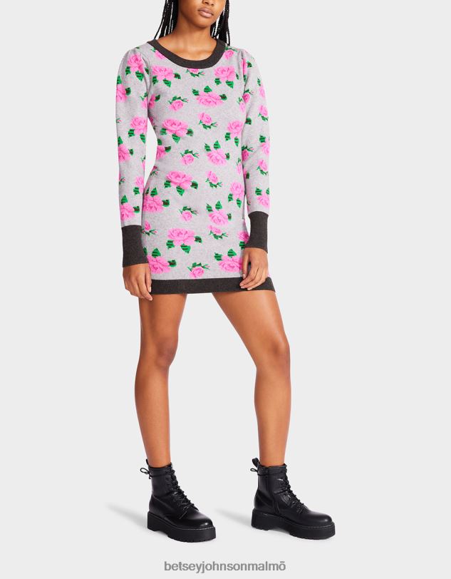 se Betsey Johnson kvinnor neon rosor jacquard tröja klänning grå Kläder 0V8BT298