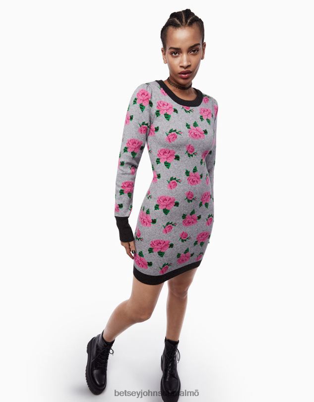 se Betsey Johnson kvinnor neon rosor jacquard tröja klänning grå Kläder 0V8BT298