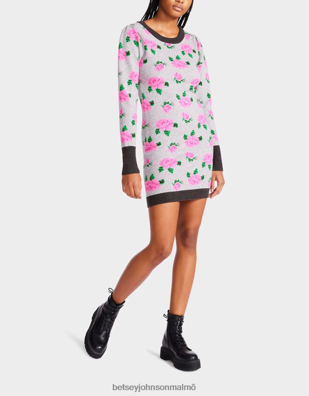 se Betsey Johnson kvinnor neon rosor jacquard tröja klänning grå Kläder 0V8BT298