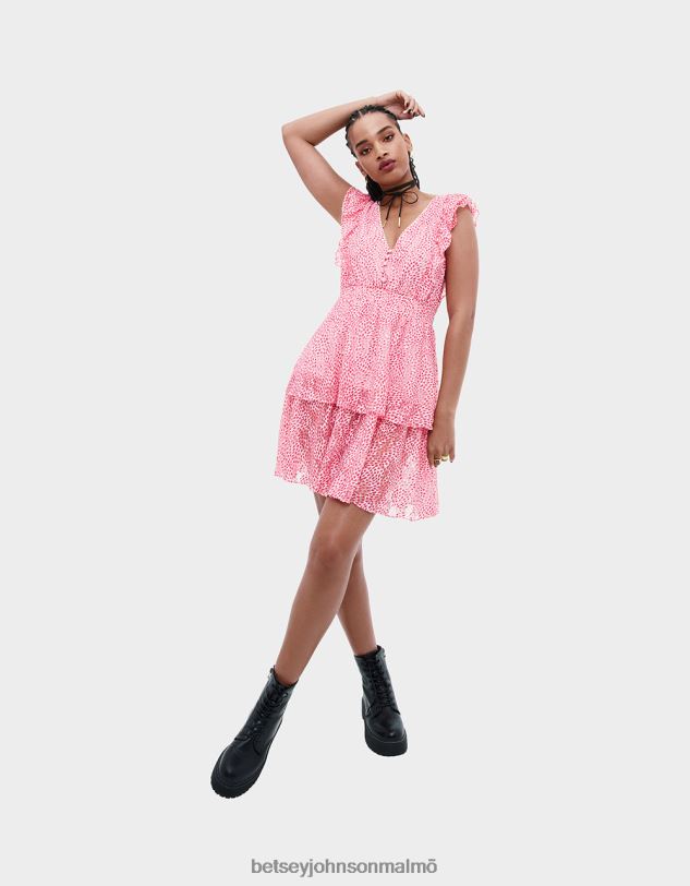 se Betsey Johnson kvinnor queen of hearts miniklänning i chiffong rosa Kläder 0V8BT293