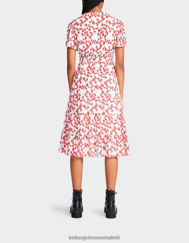 se Betsey Johnson kvinnor strawberry fields midiklänning i bomullsvoile vit Kläder 0V8BT302