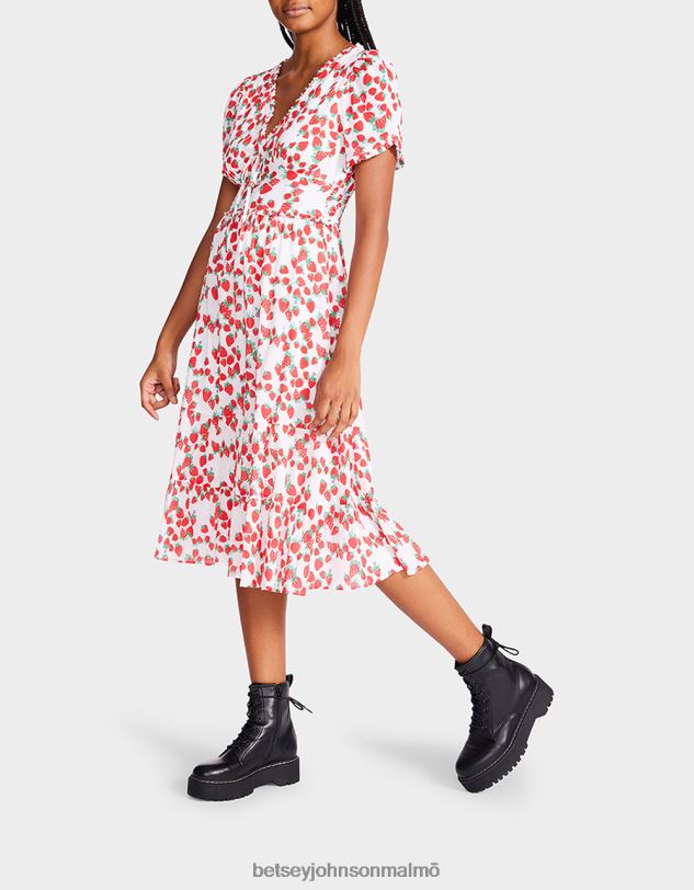 se Betsey Johnson kvinnor strawberry fields midiklänning i bomullsvoile vit Kläder 0V8BT302