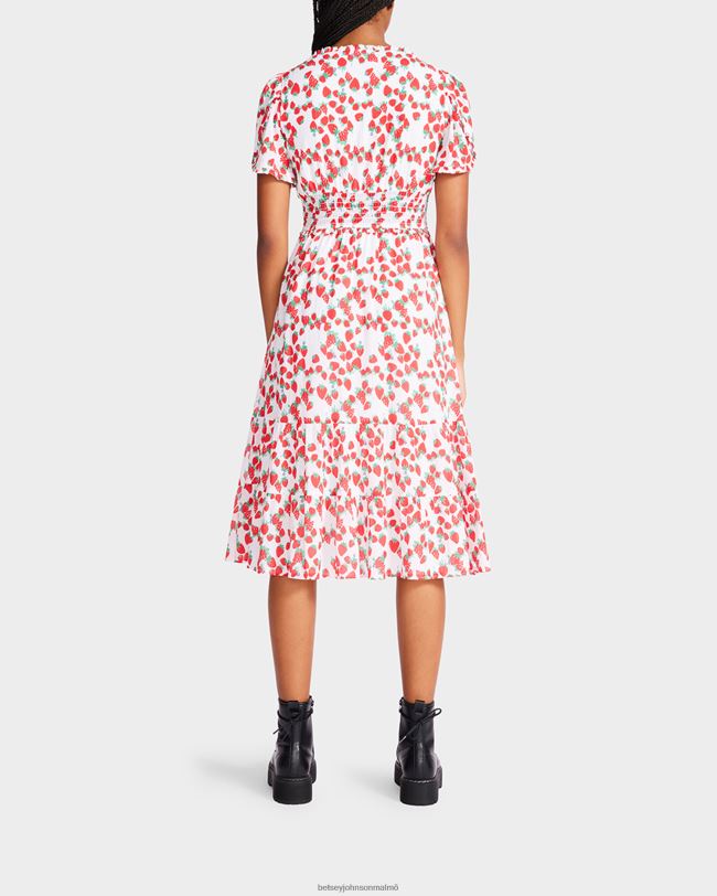 se Betsey Johnson kvinnor strawberry fields midiklänning i bomullsvoile vit Kläder 0V8BT302