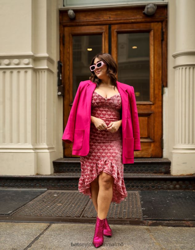 se Betsey Johnson kvinnor utbränd sammetshjärta midiklänning rosa Kläder 0V8BT308