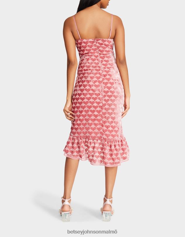 se Betsey Johnson kvinnor utbränd sammetshjärta midiklänning rosa Kläder 0V8BT308
