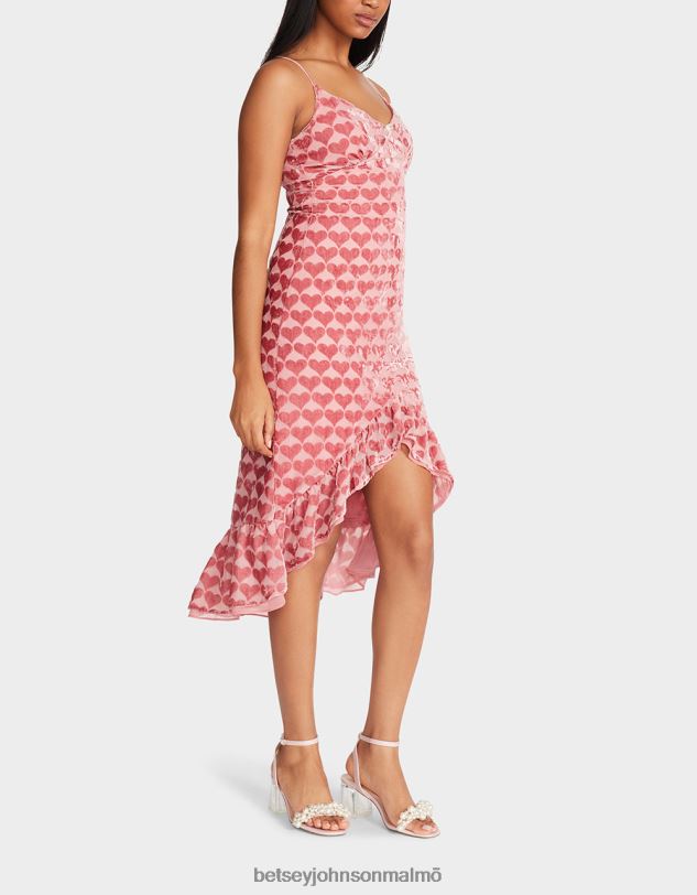 se Betsey Johnson kvinnor utbränd sammetshjärta midiklänning rosa Kläder 0V8BT308