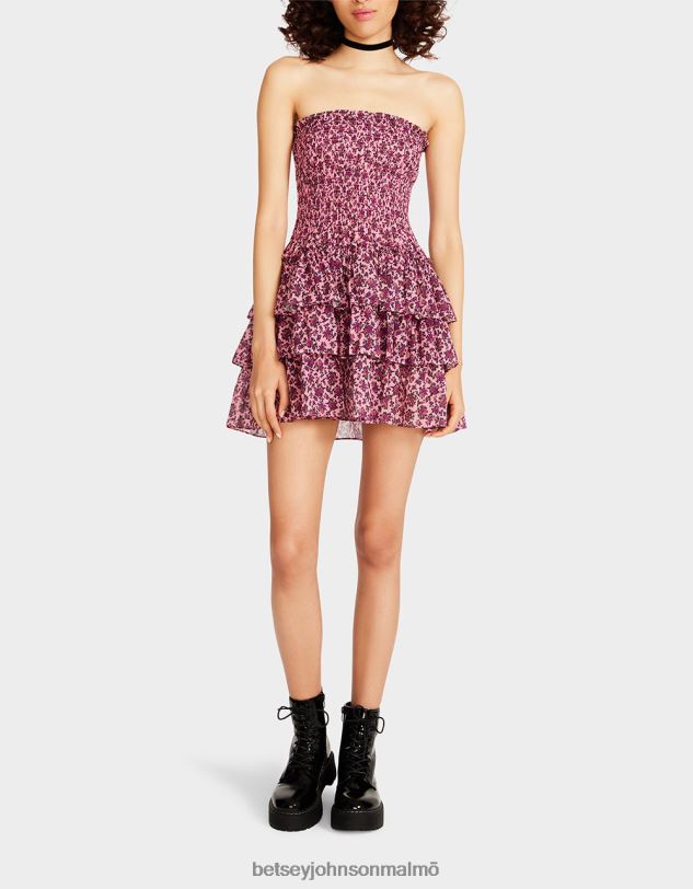 se Betsey Johnson kvinnor vintage ditsy blommig axelbandslös miniklänning rosa Kläder 0V8BT294