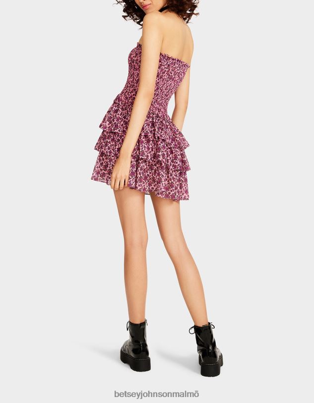 se Betsey Johnson kvinnor vintage ditsy blommig axelbandslös miniklänning rosa Kläder 0V8BT294