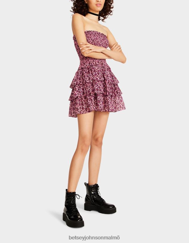 se Betsey Johnson kvinnor vintage ditsy blommig axelbandslös miniklänning rosa Kläder 0V8BT294