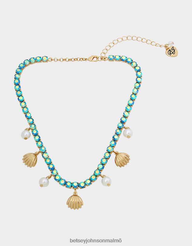 se Betsey Johnson kvinnor farthållare skal tennis halsband blå Smycken 0V8BT311