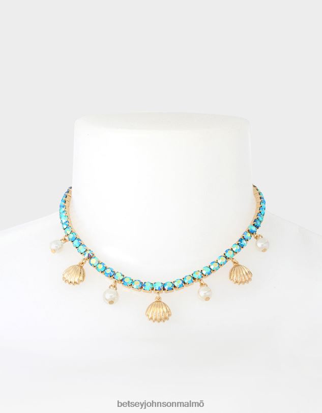 se Betsey Johnson kvinnor farthållare skal tennis halsband blå Smycken 0V8BT311