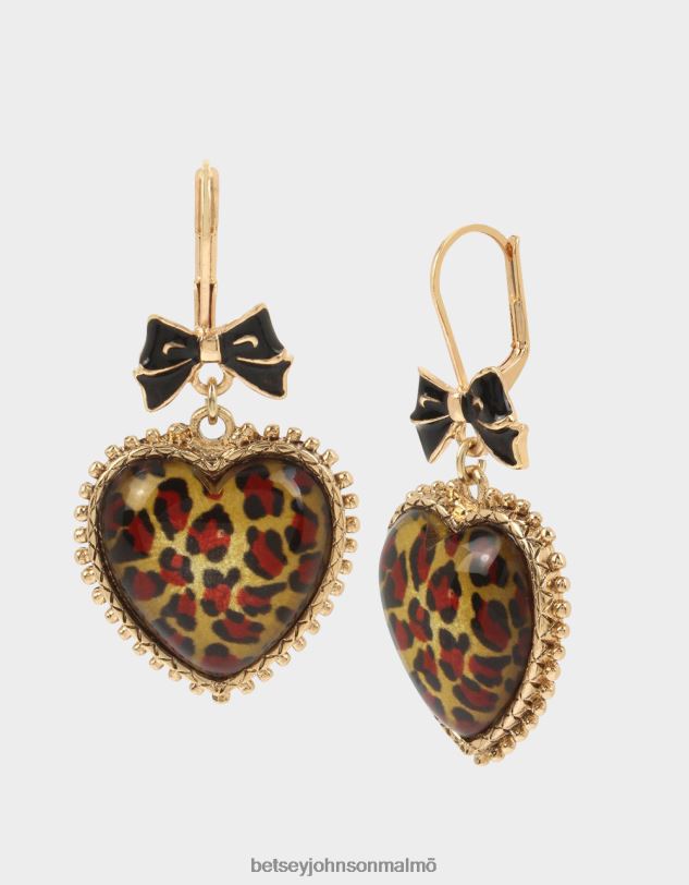 se Betsey Johnson kvinnor hjärta droppe örhängen leopard Smycken 0V8BT339