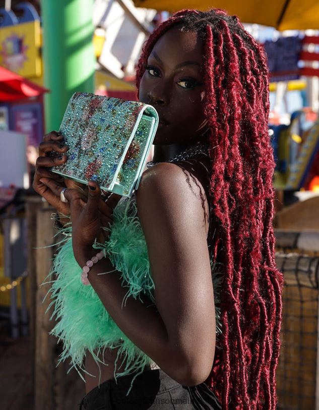 se Betsey Johnson kvinnor blommig strass väska mintgrön Tillbehör 0V8BT224