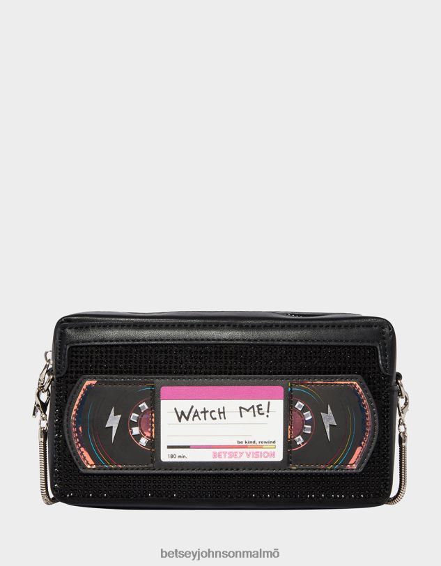 se Betsey Johnson kvinnor kitsch var snäll spola tillbaka vhs crossbody svart Tillbehör 0V8BT223