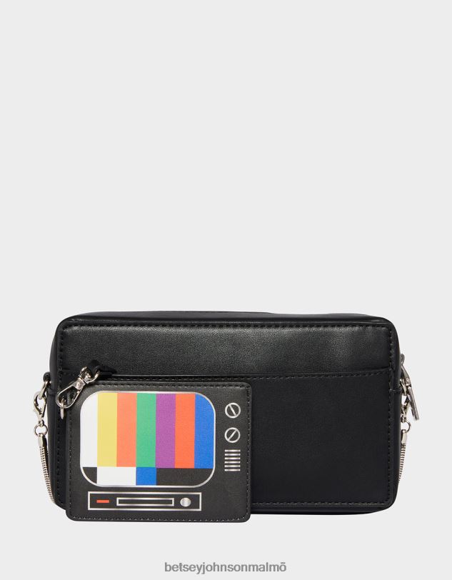 se Betsey Johnson kvinnor kitsch var snäll spola tillbaka vhs crossbody svart Tillbehör 0V8BT223