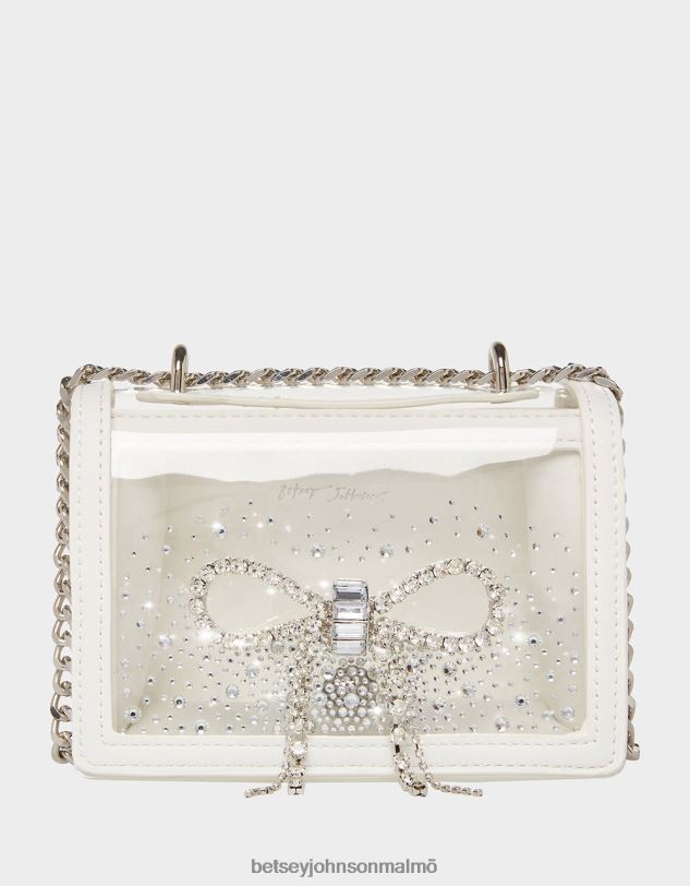 se Betsey Johnson kvinnor klar cabrioletväska med strassrosett vit Tillbehör 0V8BT225