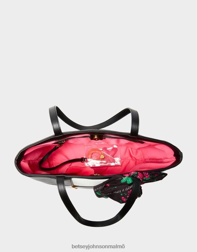se Betsey Johnson kvinnor tic tac tote (med spelpjäser) svart vit Tillbehör 0V8BT229