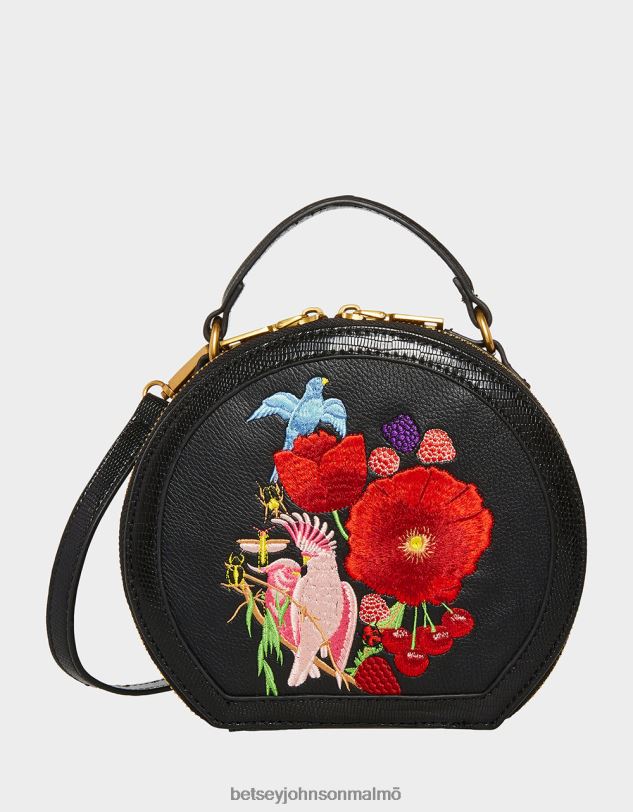 se Betsey Johnson kvinnor vintage broderad hattlåda crossbody svart Tillbehör 0V8BT234