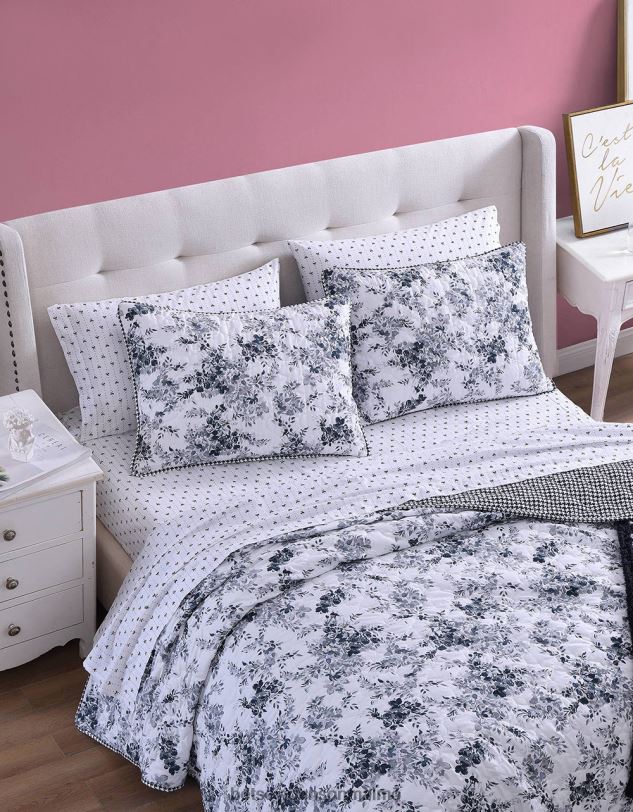 se Betsey Johnson unisex- blommig vingård kung quilt skenuppsättning svart Tillbehör 0V8BT413